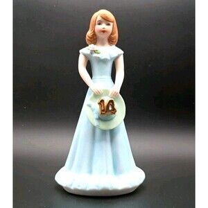 Vintage Enesco Growing Up Birthday Girls Age 14 Brunette Porcelain Figurine